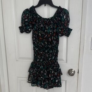 Revamped Black Floral Smocked Dress